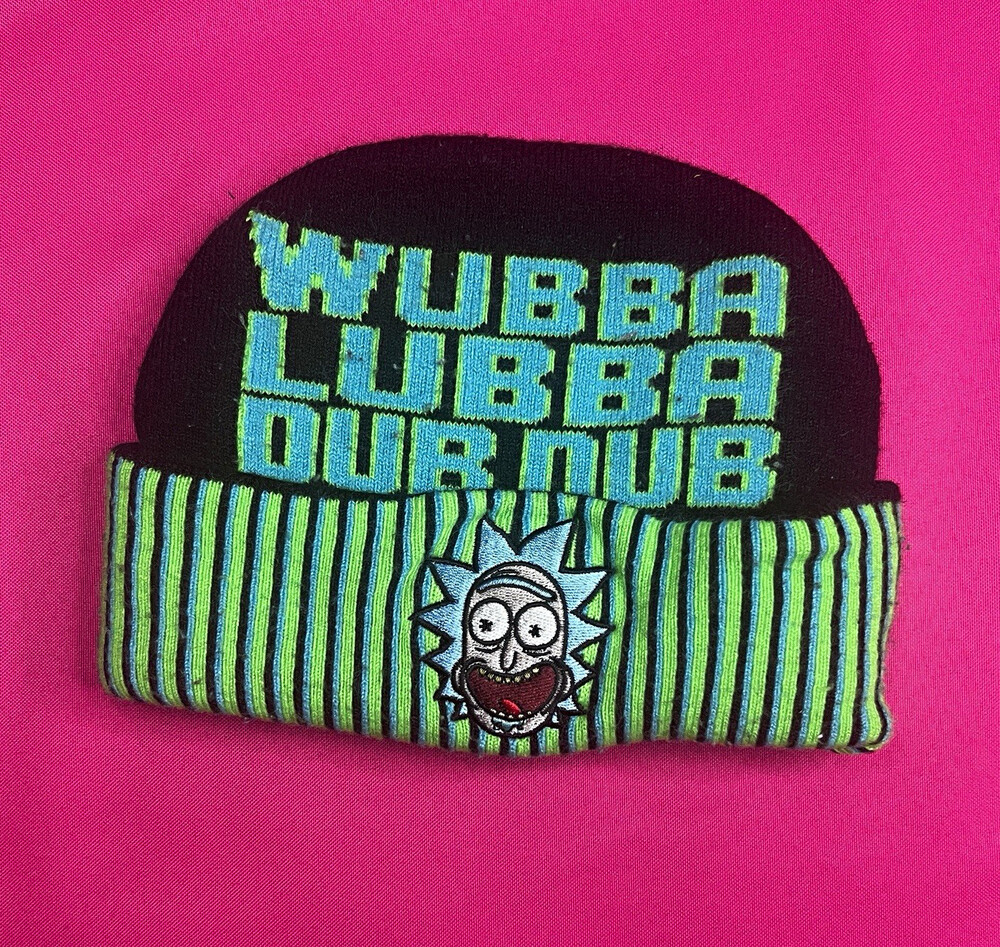 Rick and Morty Rick Sanchez "Wubba Lubba Dub Dub" Striped Knit Beanie OS